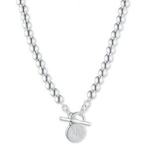 Lauren Ralph Lauren Sterling Silver Beaded Padlock Clasp Short Pendant Necklace